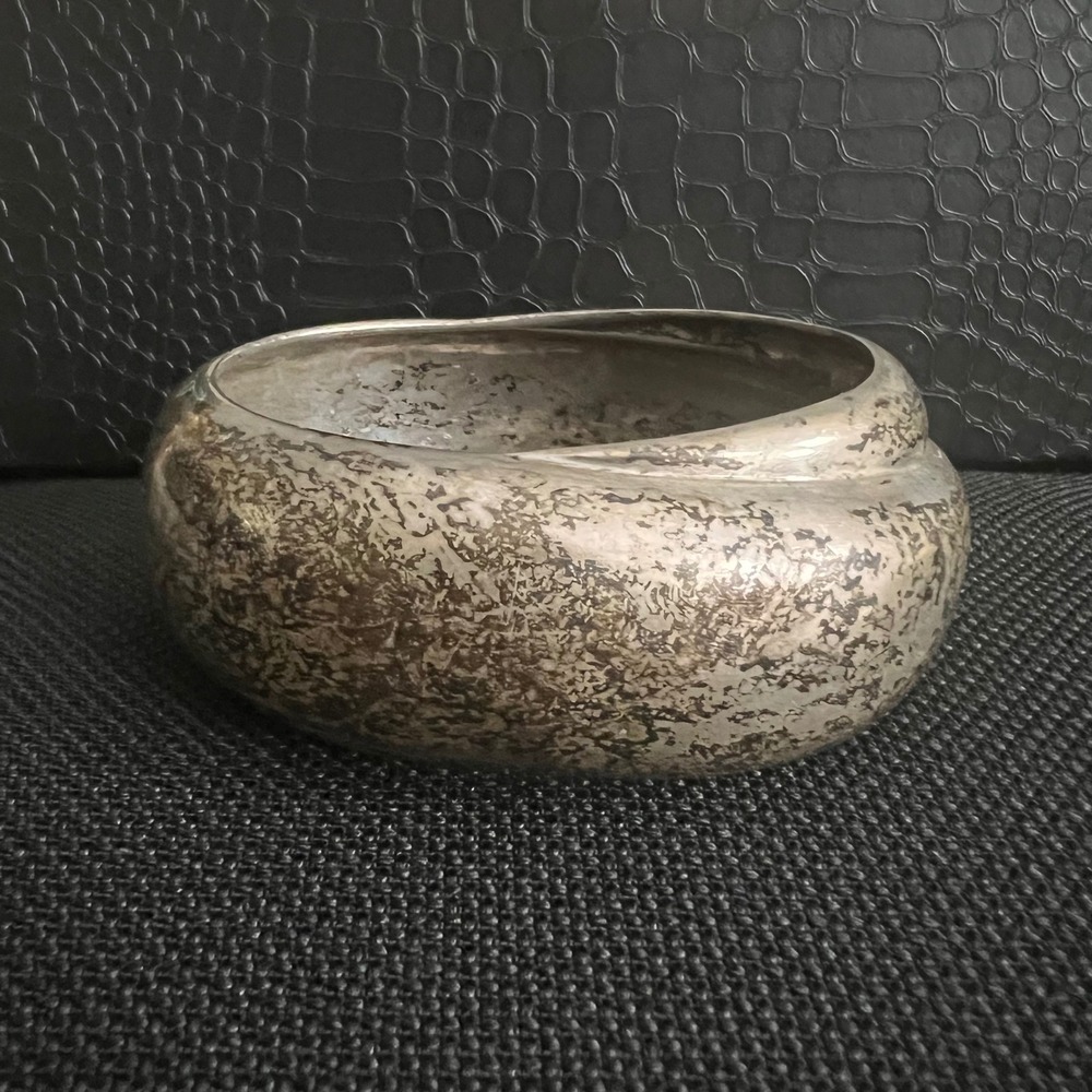 Vintage Sterling Silver Chunky Bangle Bracelet Petite Wrist Size 6 Goblincore